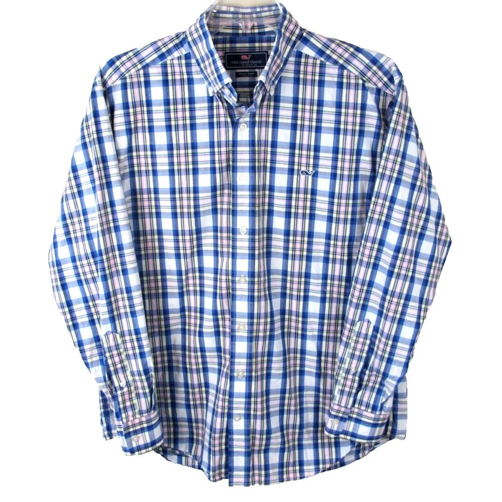 Vineyard‎ Vines  Long Sleeve Button Down Whale Shirt Men's Large Cotton Plaid